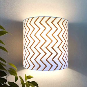 Chevron fabric Half round wall lamp