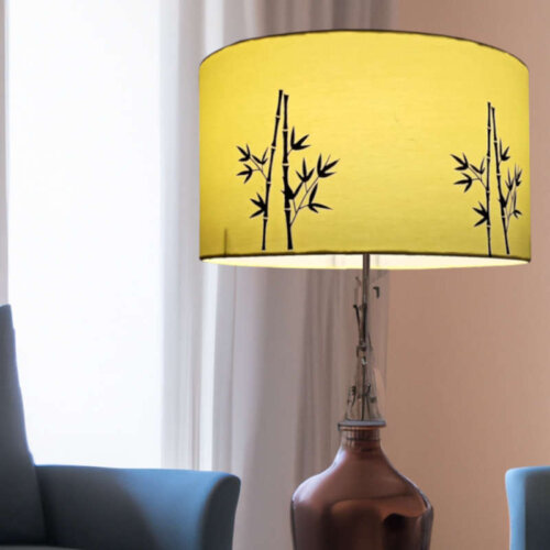 Lamp shade with bamboo print