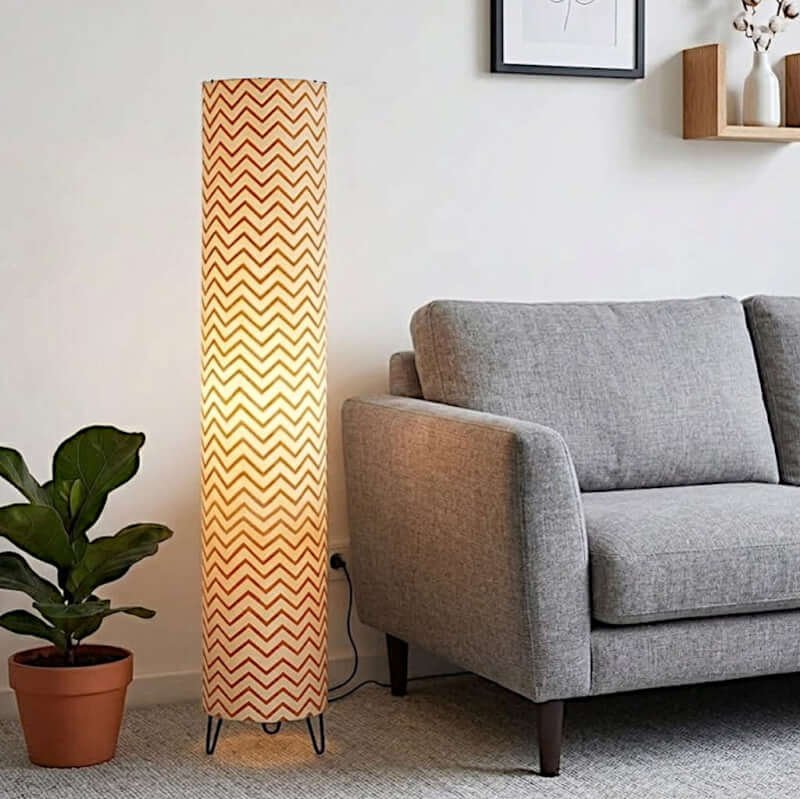 Chevron fabric tower floor lamp (3ft height)