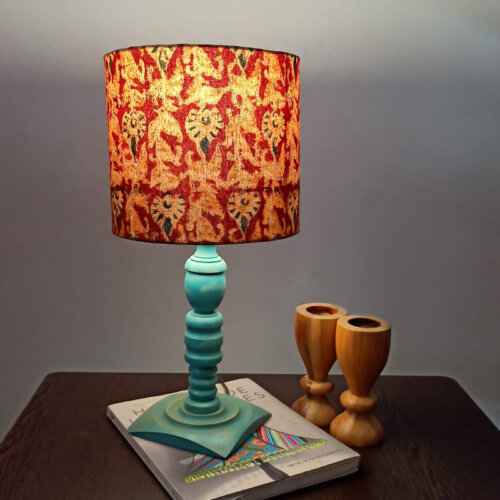 Distressed blue table lamp
