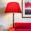Red lamp shade in tapered shape