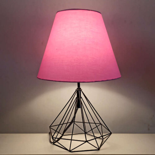Table lamp with pink lamp shade