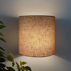 Wall lamp for bed rooms and living rooms - Wall mounted lights - Half round shape | Beige | Textured fabric