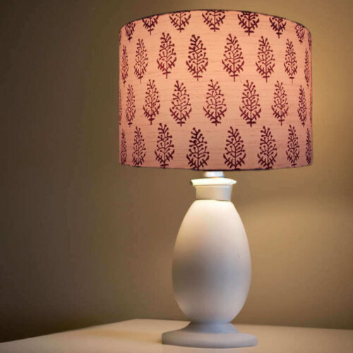 Pink lamp shade printed