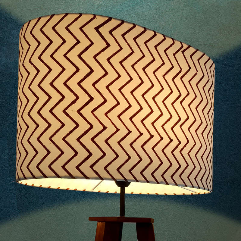 Oval shape lamp shade in block printed fabric | Buy online now