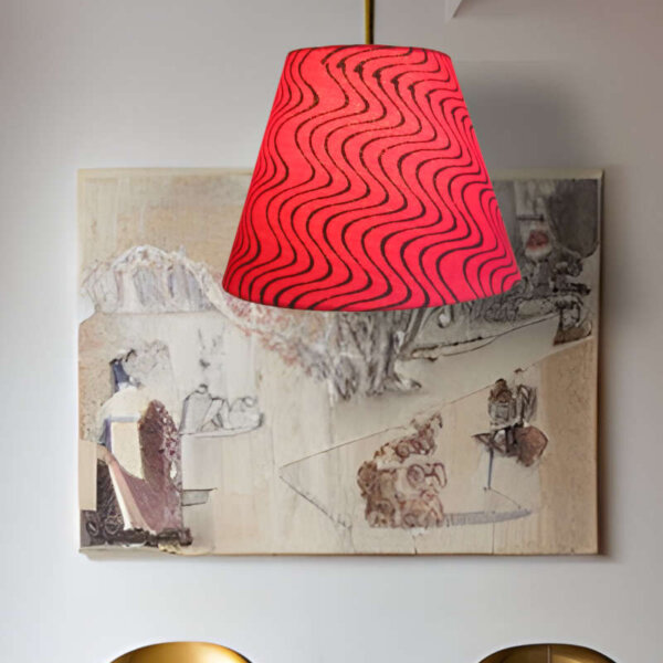 Red conical hanging lamp shade