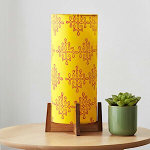 Bed side table lamp - Kolam lampshade with wooden base