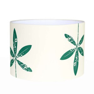 Drum lamp shade in light cream colour with leaf print