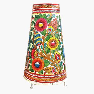 Tholu Bommalata table lamp with multi colour floral painting (13 in height)