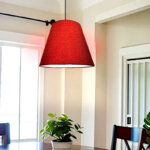 ceiling light red fabric