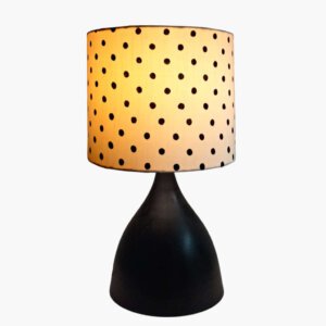Table lamp - Bedside lamps / table light for study - Metal base |  8 in drum lamp shade | Polka dot print