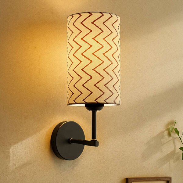 Fancy wall lights for living room | Wall mount | Cylindrical lamp shade | Chevron print