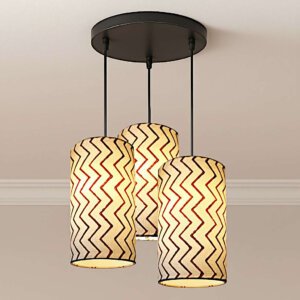 Hanging lights for living room - 3 set cluster lamps with Chevron design lamp shades