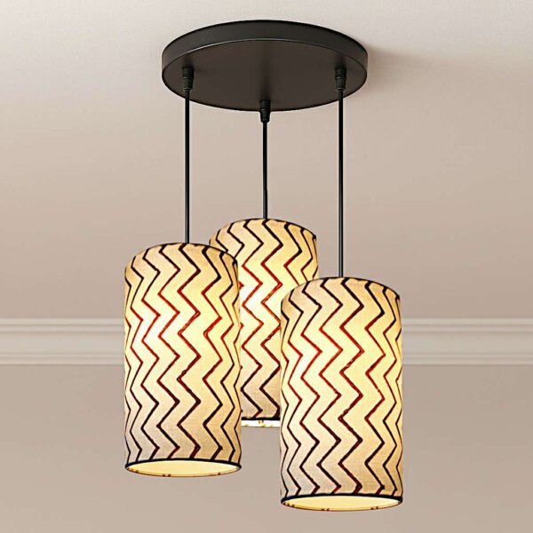 Hanging lights for living room - 3 set cluster lamps with Chevron design lamp shades