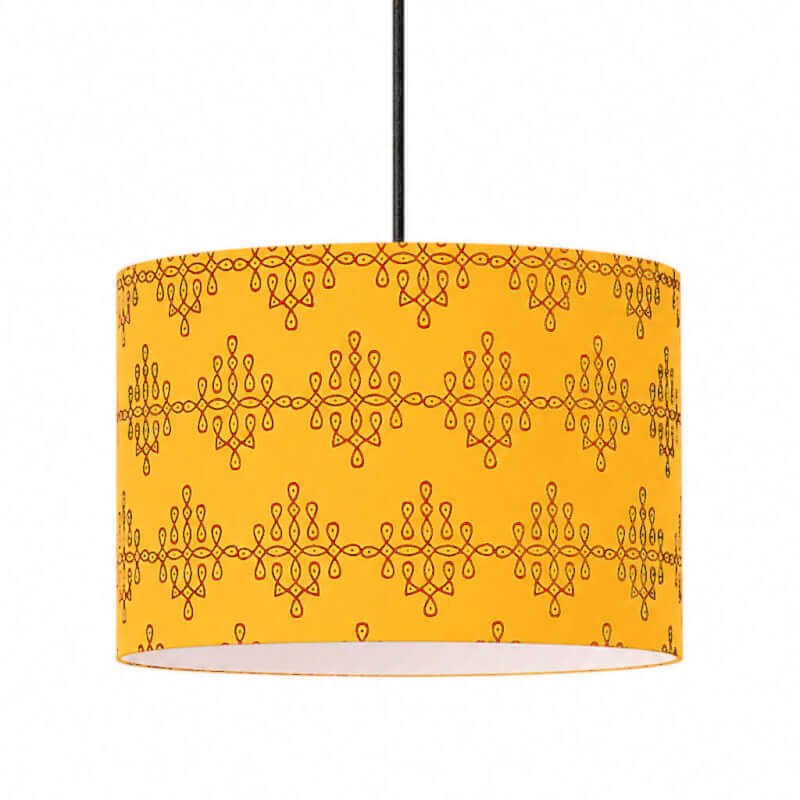 Hanging lights for living room | Drum shape | Kolam block print
