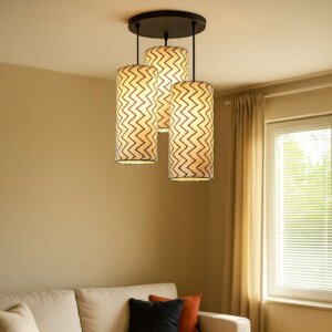 Hanging lights for living room - 3 set cluster lamps with Chevron design lamp shades