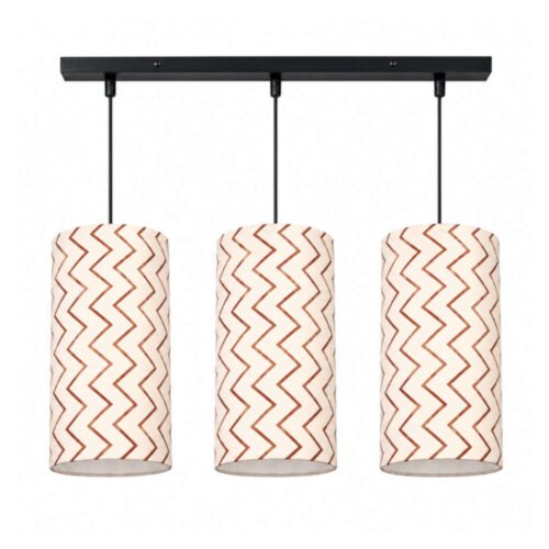 Hanging lights for living room | 3 set linear arrangement | Cylinder printed lamp shades (Chevron)