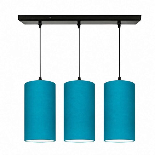 Hanging lights for dining table |  Kitchen hanging lights in linear cluster | Peacock blue | Cylinder shape