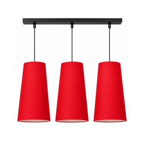 3 Set Cluster Hanging Lamp | Red Fabric | Pendant Light for Living Room & Dining