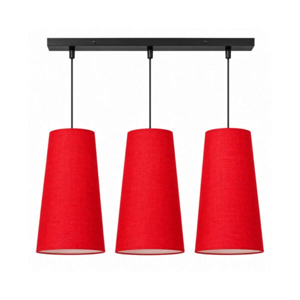 3 Set Cluster Hanging Lamp | Red Fabric | Pendant Light for Living Room & Dining