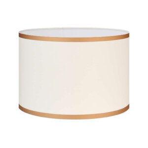 Lamp shade only | Light cream with faux gold border | Drum lamp shade cover