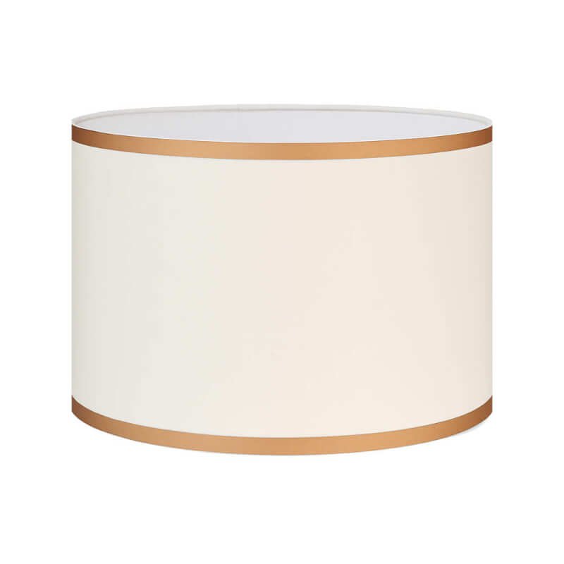 Lamp shade only | Light cream with faux gold border | Drum lamp shade cover