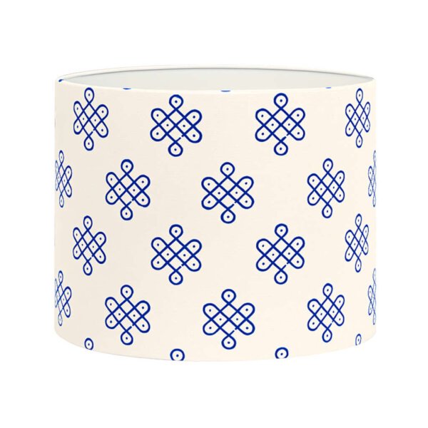Block print lamp shades online | Small, medium, large drum lampshade | Blue kolam print