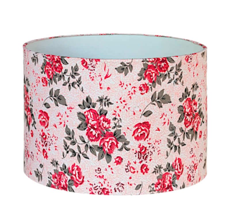 Lamp shades online | Pink floral printed fabric lamp shade | Drum shade cover