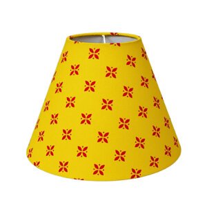 Cloth conical lamp shade cover | Red motif in light orange fabric | Lampshade only