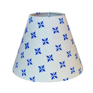 Cone fabric lamp shade - Printed white cotton | For table and floor lamps (Indigo blue print)