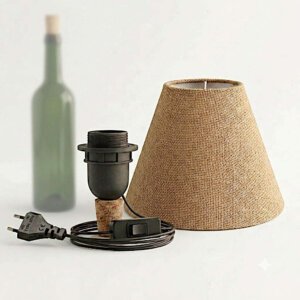 Bottle lamp shade kit | No drill bottle lamp cork adapter | Jute shade for making bottle lamps