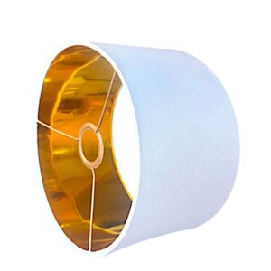 Metallic gold lining lamp shade | Offwhite fabric | Drum lamp shade cover