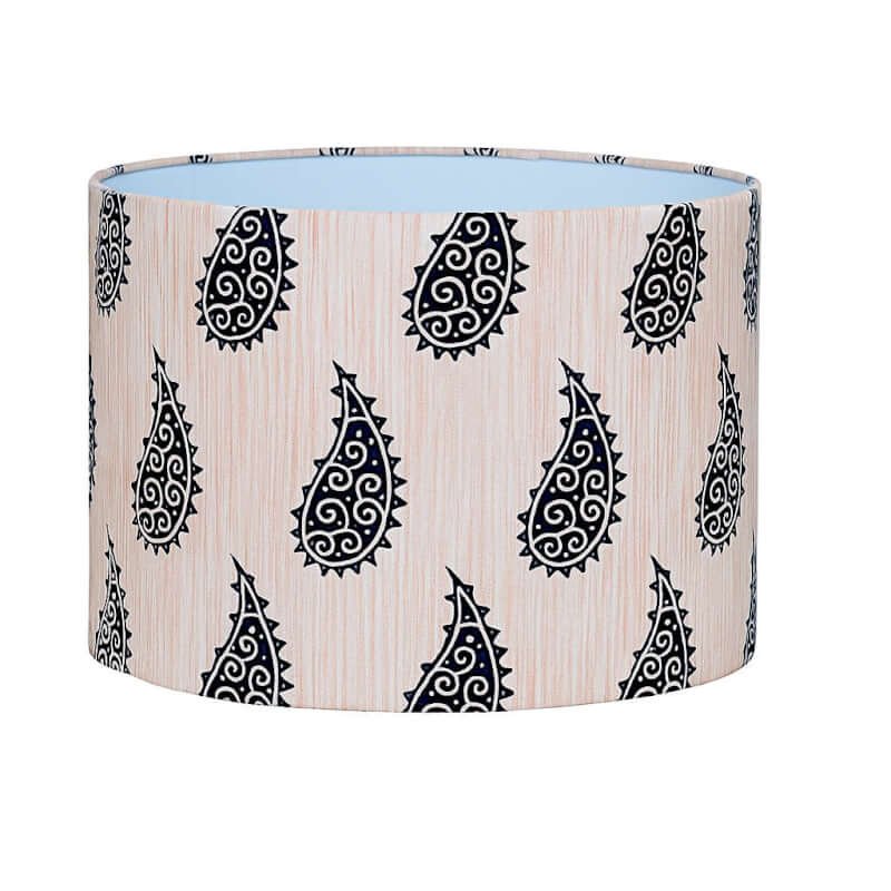 Black Paisley Lamp Shade for Living Room – Printed Textured Fabric Lamp Top Cover