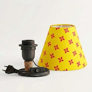 Bottle lamp light shade | Universal cork kit for making bottle table lamps | Printed yellowish orange fabric