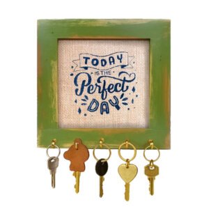 Stylish key stand for home decor | Wooden key holder with inspirational quote