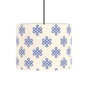 Traditional Kolam Art Ceiling Light | Hand-Printed Fabric Drum Lamp for Bedroom/Living Room