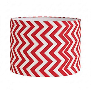 Artisan Red & Off-White Chevron Drum Lamp Shade - Hand Printed - 4 Size Options
