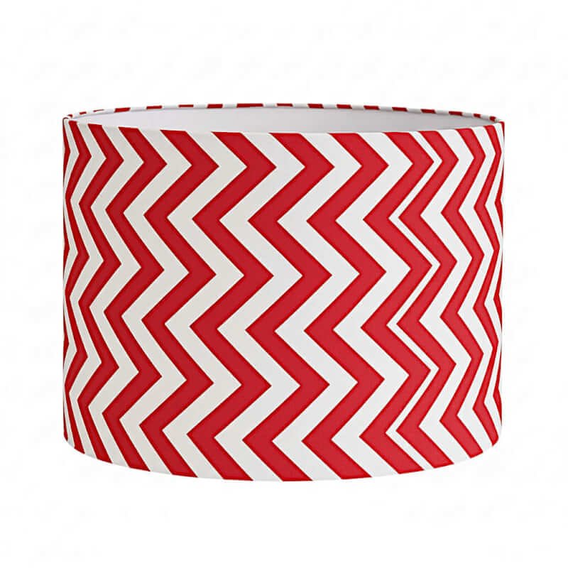 Artisan Red & Off-White Chevron Drum Lamp Shade - Hand Printed - 4 Size Options