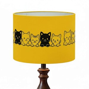 Cute Kitten Drum Lamp Shade for Table/Floor Lamps | Fabric Print | E27 & E14 Support | 8-14 in Dia