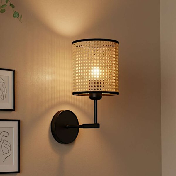Rattan wall lamp