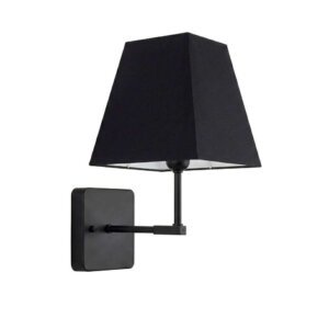 Trapezoid Black Fabric Wall Scone - Modern E27 Metal Wall Lamp for Bedroom & Living Room
