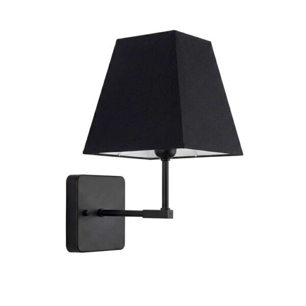 Trapezoid Black Fabric Wall Scone - Modern E27 Metal Wall Lamp for Bedroom & Living Room