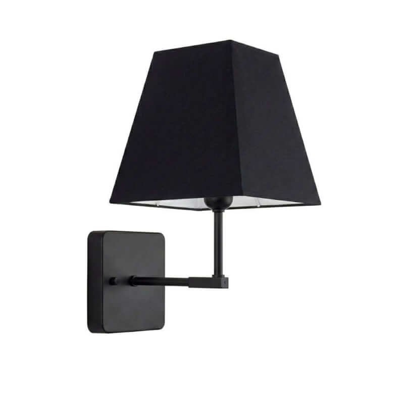 Trapezoid Black Fabric Wall Scone - Modern E27 Metal Wall Lamp for Bedroom & Living Room