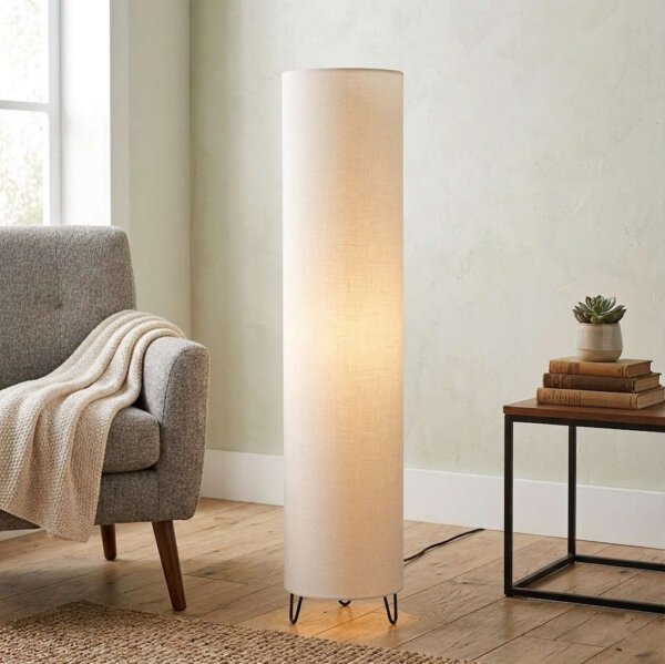 Modern Floor Standing Tower Lamp - Offwhite Premium Fabric (2ft / 3ft)