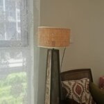 Natural Cane Drum Lampshade | Handwoven Rattan Light Shade - Offwhite White border photo review