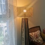 Natural Cane Drum Lampshade | Handwoven Rattan Light Shade - Offwhite White border photo review