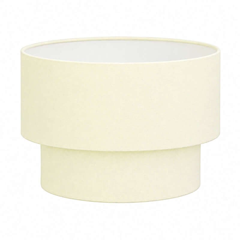 Two-Tier Drum Lamp Shade in Neutral Off-White Fabric – For Table & Floor Lamps (12" & 14")