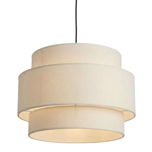 3-Tier Offwhite Fabric Hanging Lamp | Modern Pendant Light for Living Room & Hallway