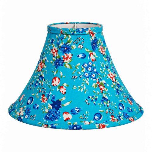 Turquoise Floral Fabric Lampshade – 14 Inch empire bell Shade
